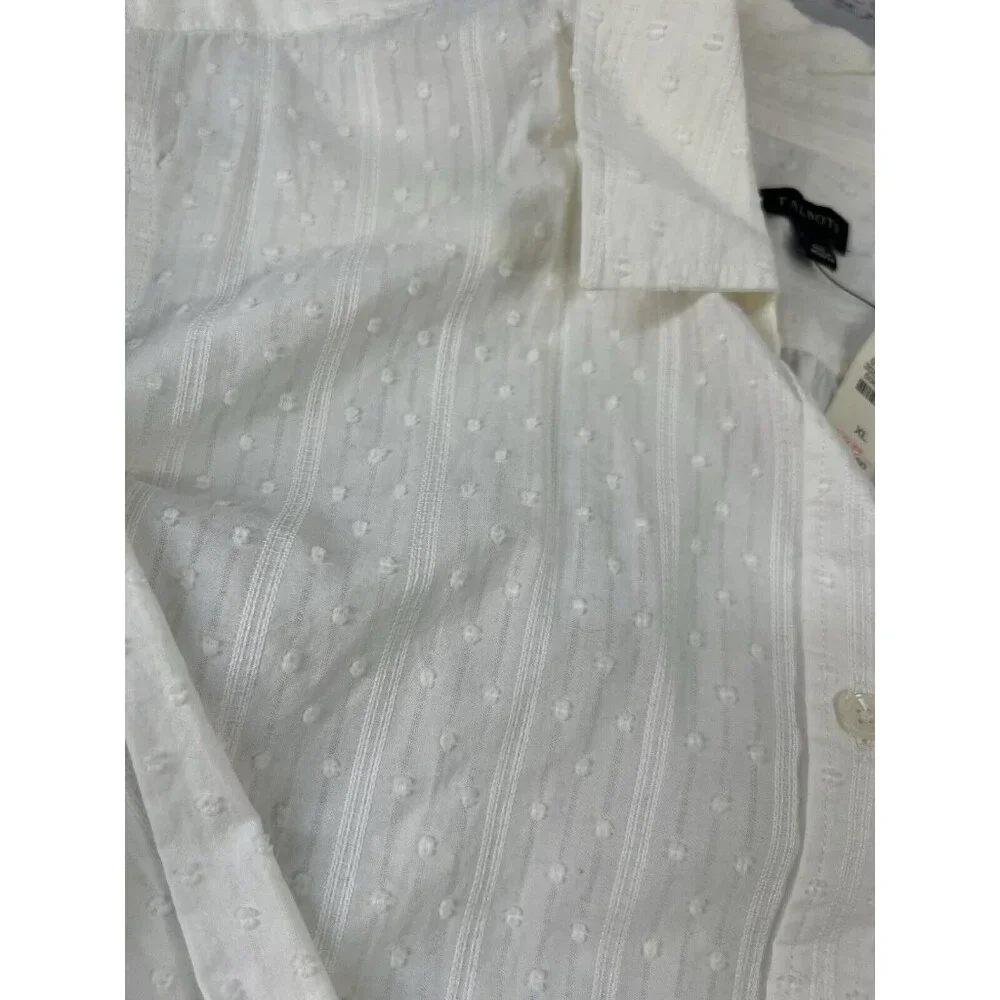 Talbots White Cotton Button Down Blouse Shirt Size XL Career Office Casual - Picture 9 of 14